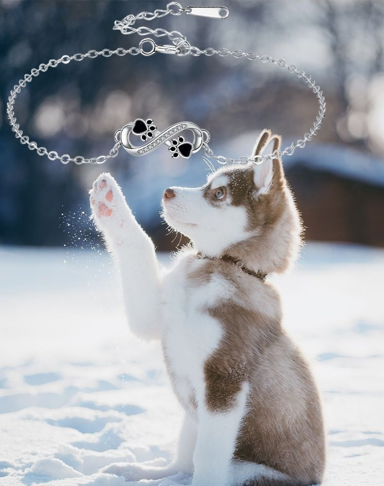 Unendlich Symbol Pfoten Armband mit Zirkonia