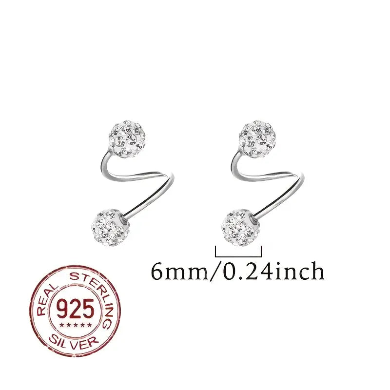 Supersparkle-Zirkonia-Doppelspiral-Ohrringe in Silber und Gold