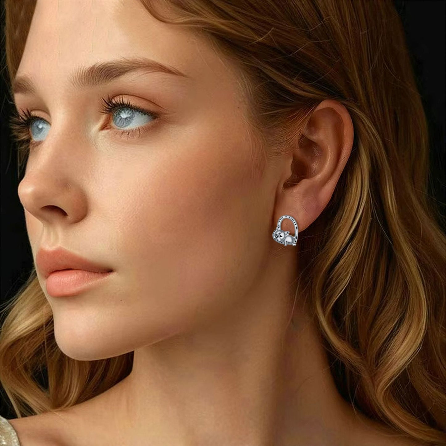 925 Silber schlafender Welpe Ohrstecker