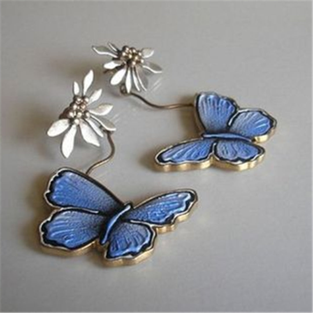 Vintage blaue Schmetterling Ohrringe