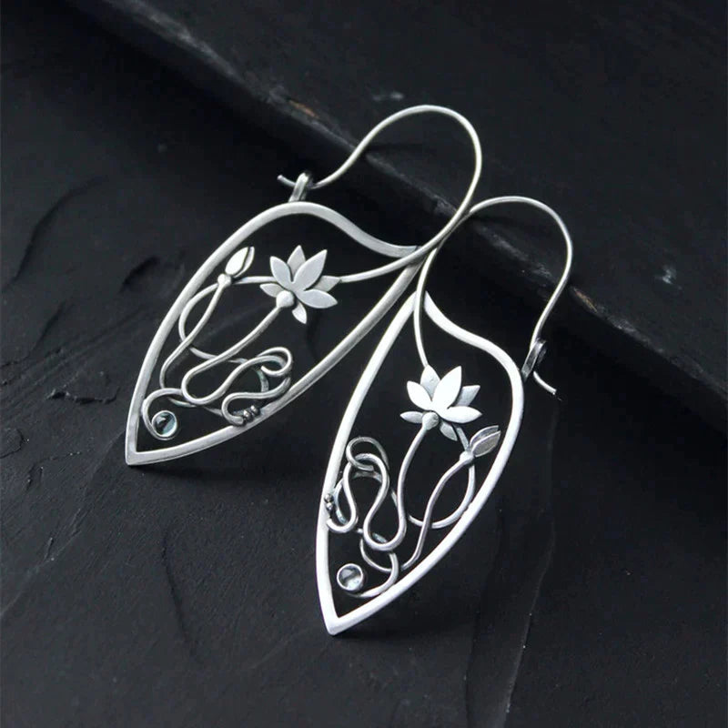 Lotusblumen-Ohrringe aus Sterlingsilber