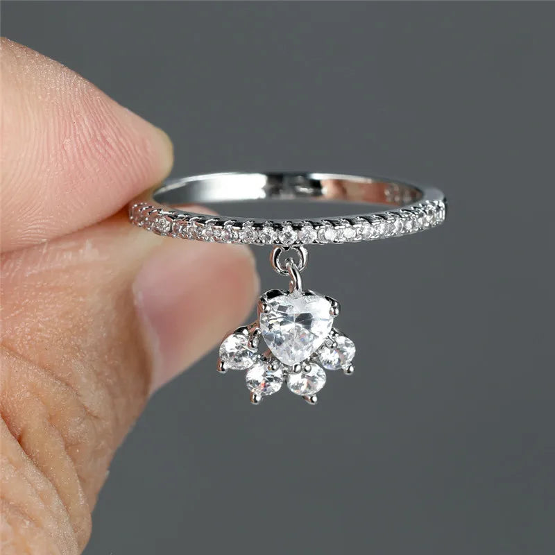 Vintage Katzenpfote und Herz Stein Ring