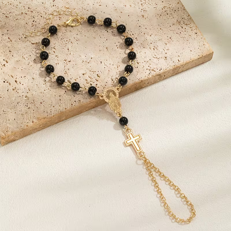 Gothischer Rosenkranz-Kreuz-Armband