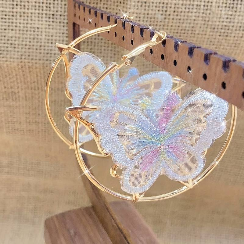 Vintage weiße Schmetterling Ohrringe