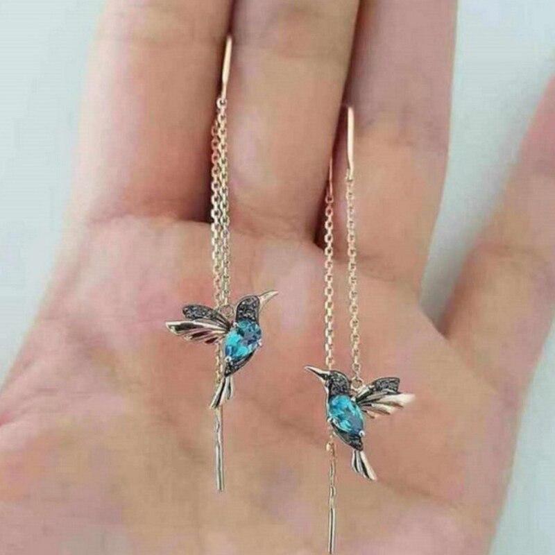 Kolibri-Ohrringe aus Emaille und Zirkonias