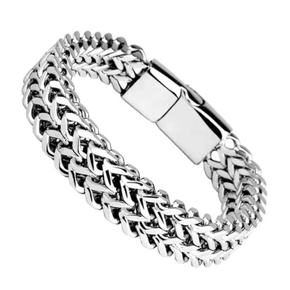 Doppelarmband aus Edelstahl mit dickem Flechtglied