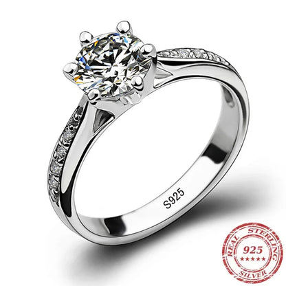 Solitärring Silber 925 mit strahlendem Zirkon