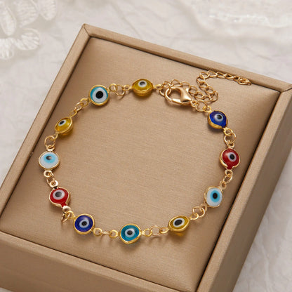 Türkischer Glücks- und Schutzauge-Armband Vergoldet Verstellbar