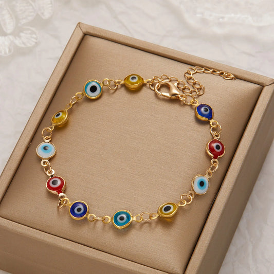 Türkischer Glücks- und Schutzauge-Armband Vergoldet Verstellbar