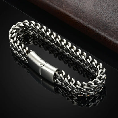Doppelarmband aus Edelstahl mit dickem Flechtglied