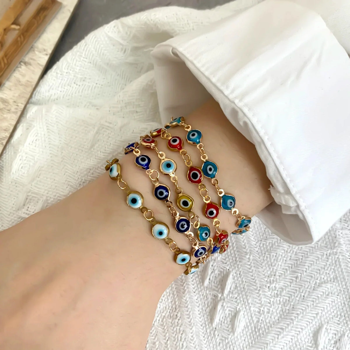 Türkischer Glücks- und Schutzauge-Armband Vergoldet Verstellbar