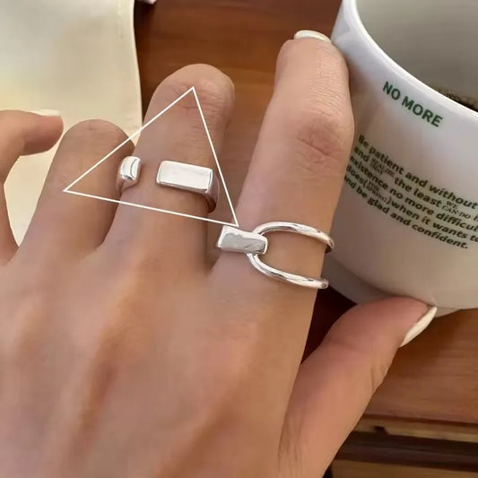 Vintage-Silberring Offen Minimalistisch