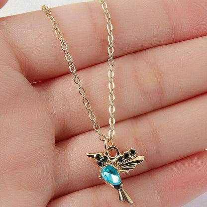 Emaille und Zirkonia Kolibri Halskette