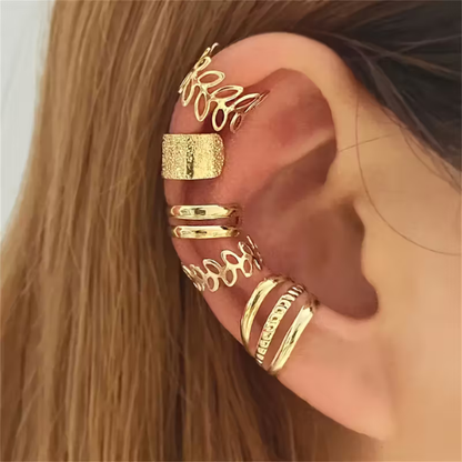 5-teiliges vintage goldenes Ohrring-Set
