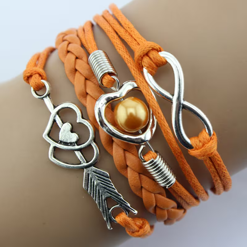 Armband mit Amor-Bogen und mehrfarbigem Herz