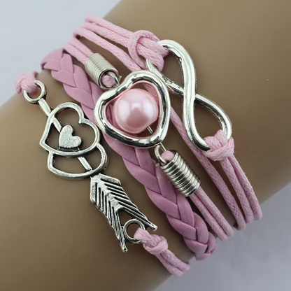 Armband mit Amor-Bogen und mehrfarbigem Herz