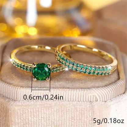 Serena Smaragd-Duo Ring-Set | Gold