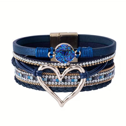Boho mehrlagiges Armband mit goldenem Herz