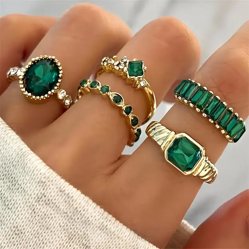 Zarina Exquisites Smaragdring-Set | Gold