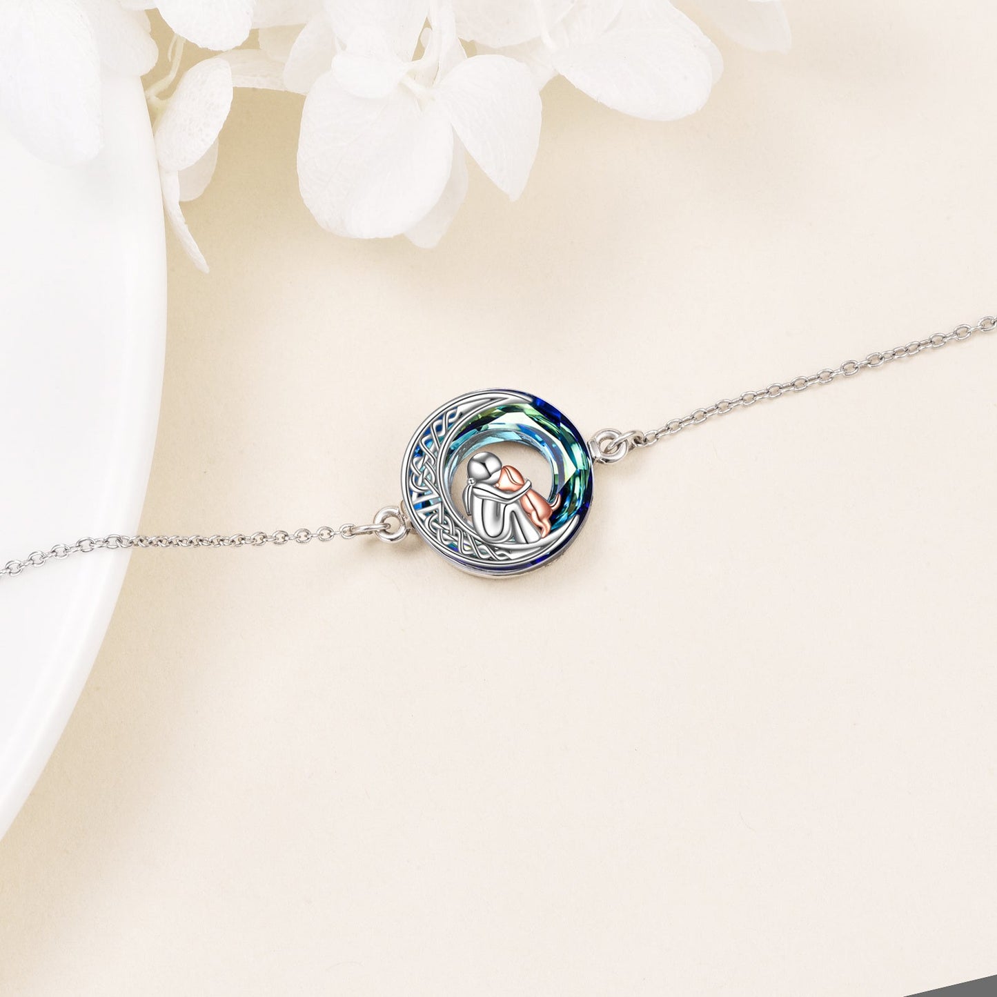 Verstellbares Hundecharm Armband in Sterlingsilber