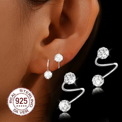 Supersparkle-Zirkonia-Doppelspiral-Ohrringe in Silber und Gold