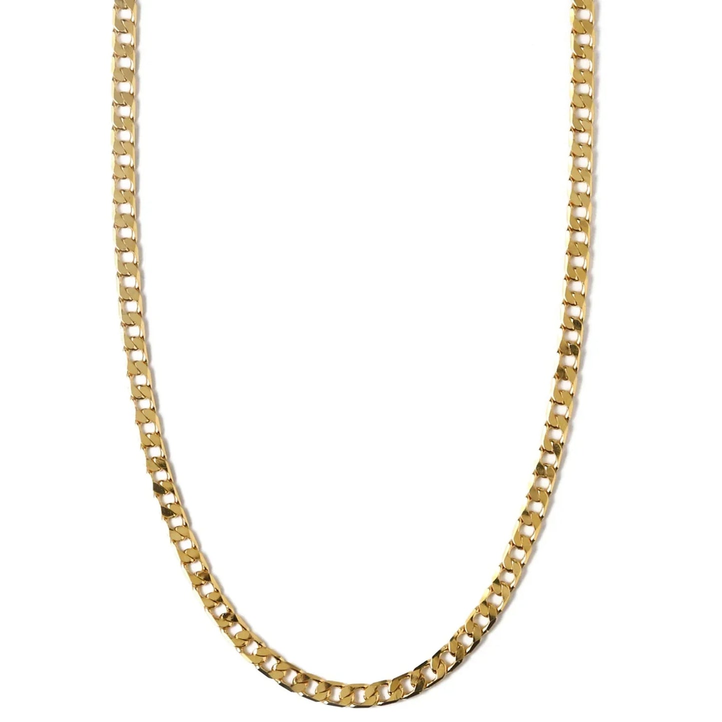 Flachgliedrige Curb Chain Halskette | Weißgold
