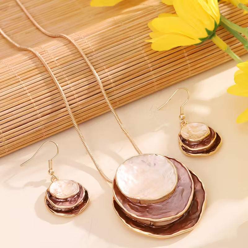 Boho Emaille Halsketten- und Ohrring-Set