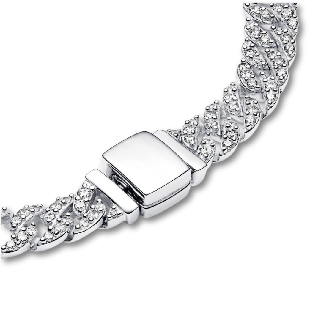 Pave Cuban Armband | Weißgold