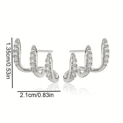 Elegante Strass Dreikrallen Ohrringe