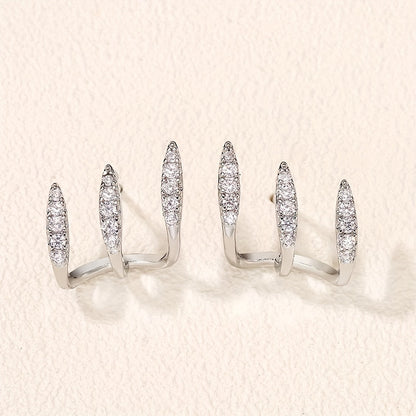 Elegante Strass Dreikrallen Ohrringe