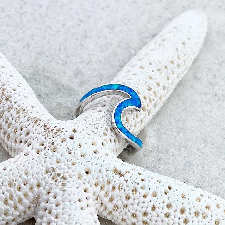 Wellenring aus Silber mit Opal