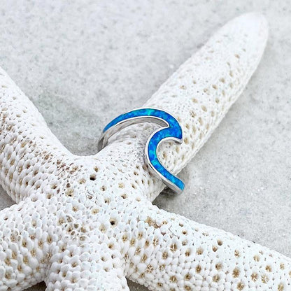 Wellenring aus Silber mit Opal