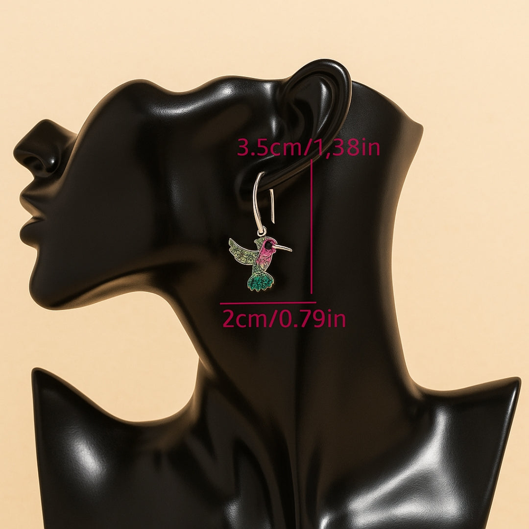 Bunte Kolibri Glitzer Ohrringe