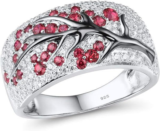 Ruby Blossom Tree Ring | Weißgold