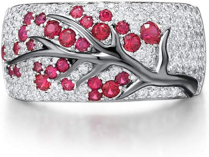 Ruby Blossom Tree Ring | Weißgold