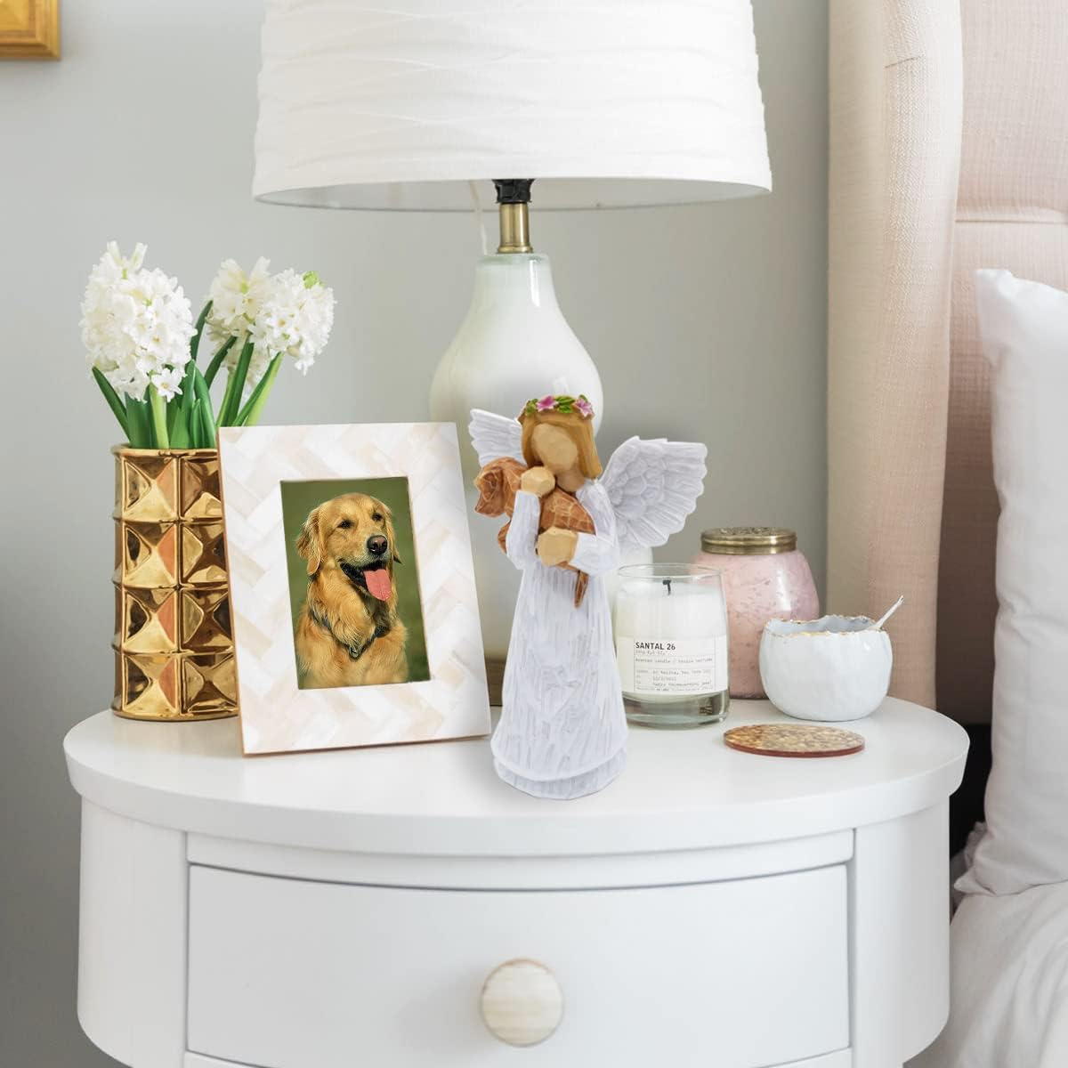 Hund Gedenkset mit Engel der Freundschaft Figur & Regenbogenbrücke Chakra Armband