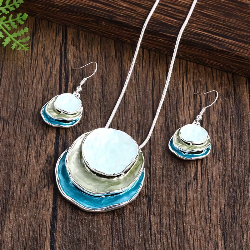 Boho Emaille Halsketten- und Ohrring-Set