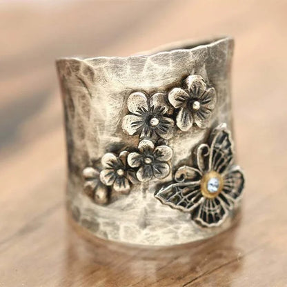 Biene Blume Schmetterling Breiter Band Ring