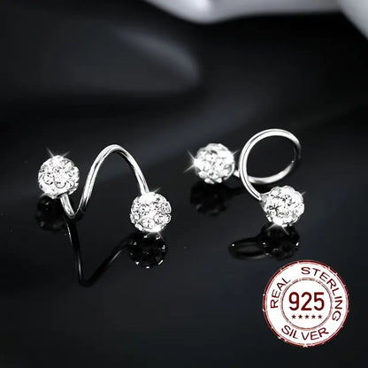 Supersparkle-Zirkonia-Doppelspiral-Ohrringe in Silber und Gold