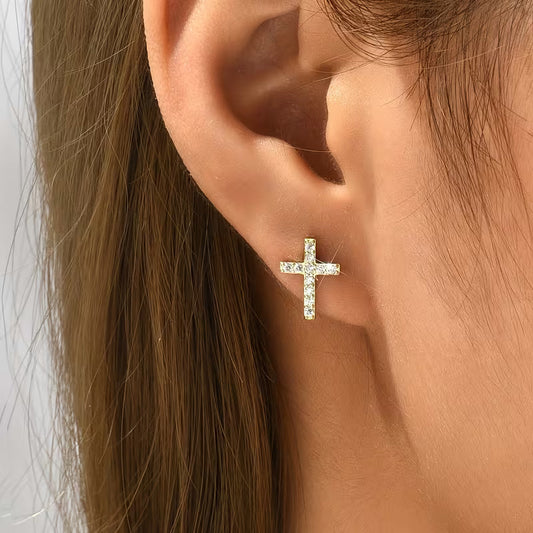 Minimalistische Kreuz-Stecker-Ohrringe