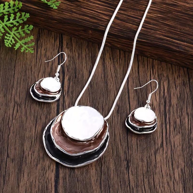 Boho Emaille Halsketten- und Ohrring-Set