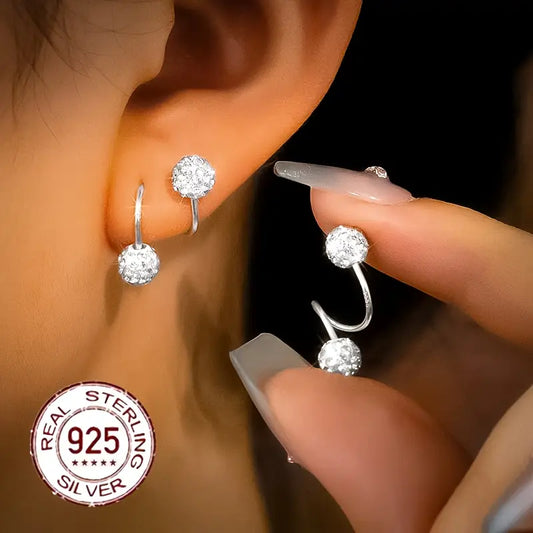 Supersparkle-Zirkonia-Doppelspiral-Ohrringe in Silber und Gold