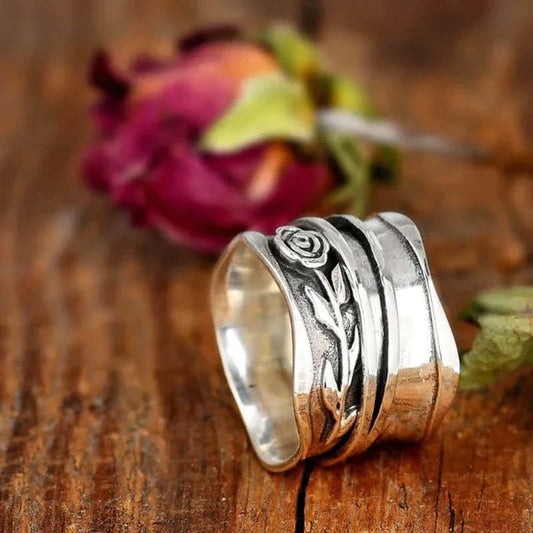 Silberne Blume Vintage Ring