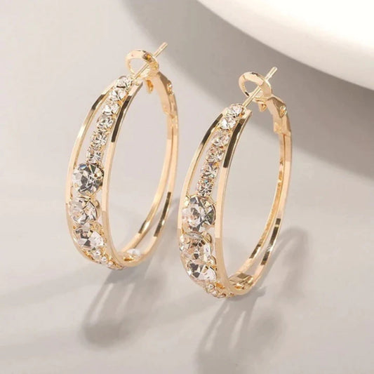 Elegante Glitzer-Ohrringe (Creolen) in Gold