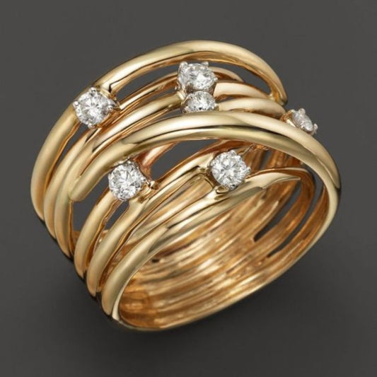 Dünner Ring mit Zirkonia in Vintage Gold