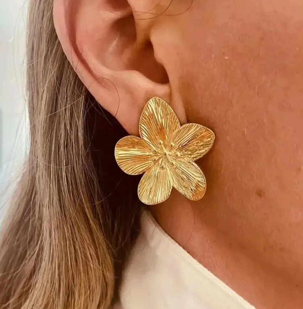 Edelsteinblume Ohrringe in 18K Gold Plating