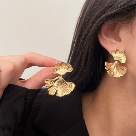 Ginkgo Biloba Ohrringe in 18K Gold Plating