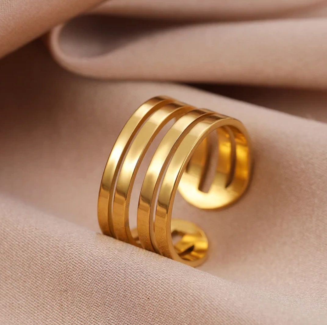 Klassischer Modernistischer Doppelring in 18K Gold Plating