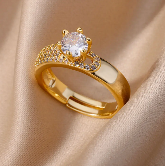 18 Karat vergoldeter Ring mit Queen Stone