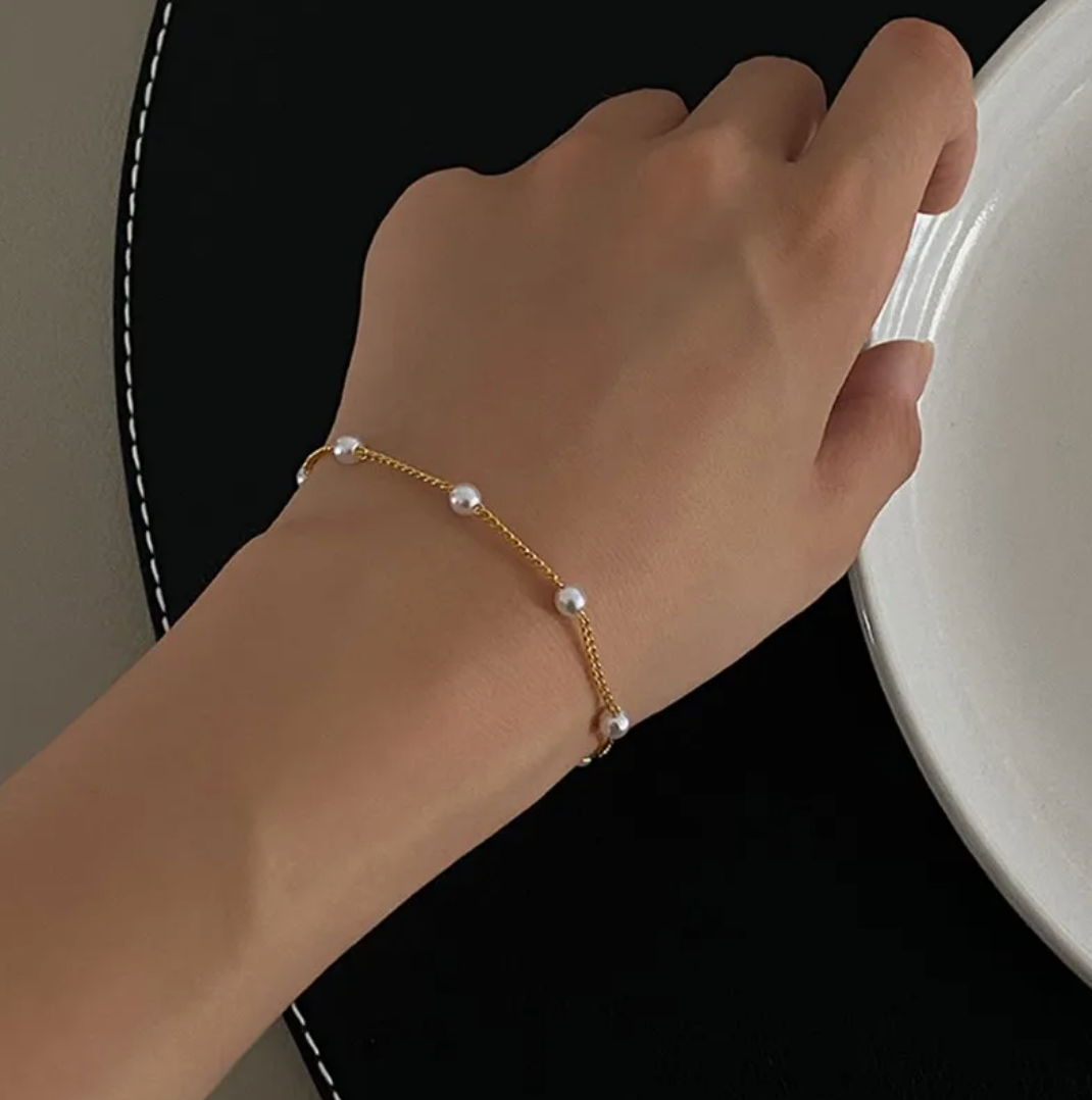 18K Gold Plated Armband mit Mehreren Perlen